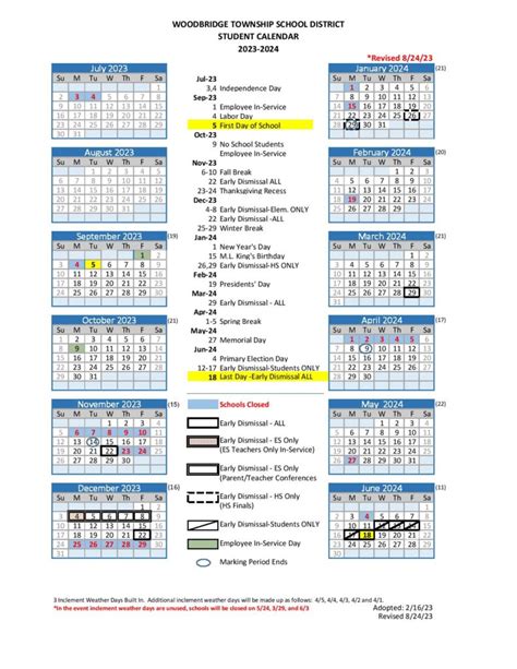 Woodbridge Township Calendar